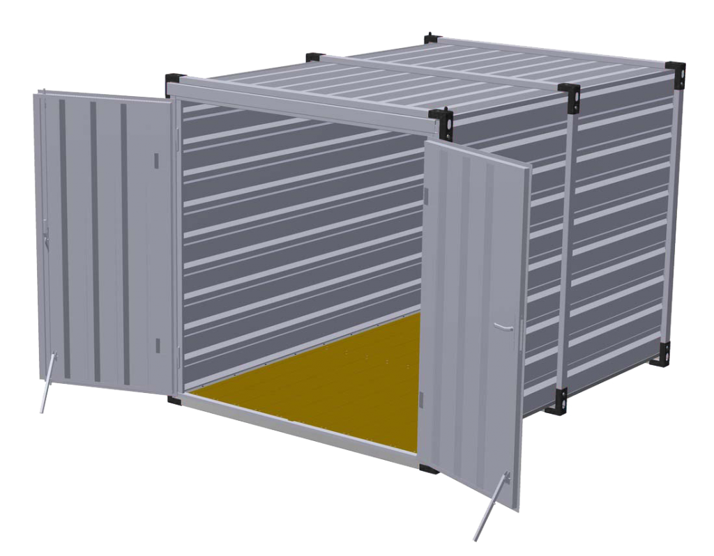 Materiaalcontainer dubbele deuren korte zijde - 3 meter