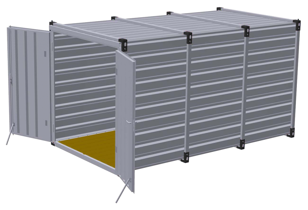 Materiaalcontainer dubbele deuren korte zijde - 4 meter